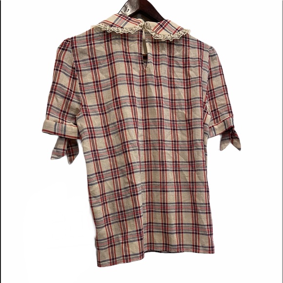 2/$25 ZARA Peter Pan Collar Checked Shirt Size XS NWOT - Picture 6 of 10